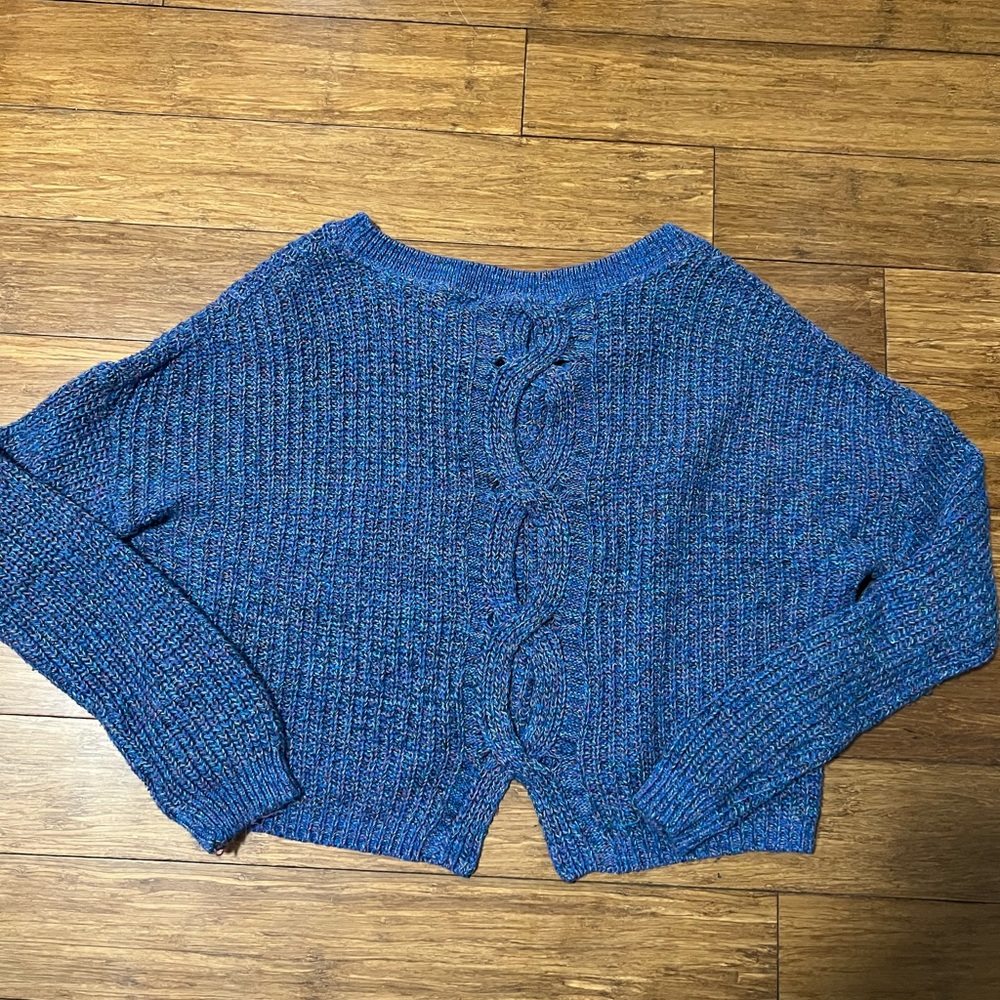 Express Cable Knit Split Back Sweater - image 4
